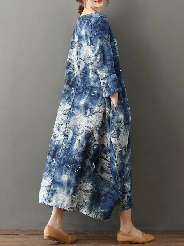 Comfortable Tie and dye Cotton Long Dress