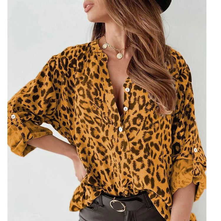 Sexy Leopard Longs Holiday Fall Daily Casual Blouse