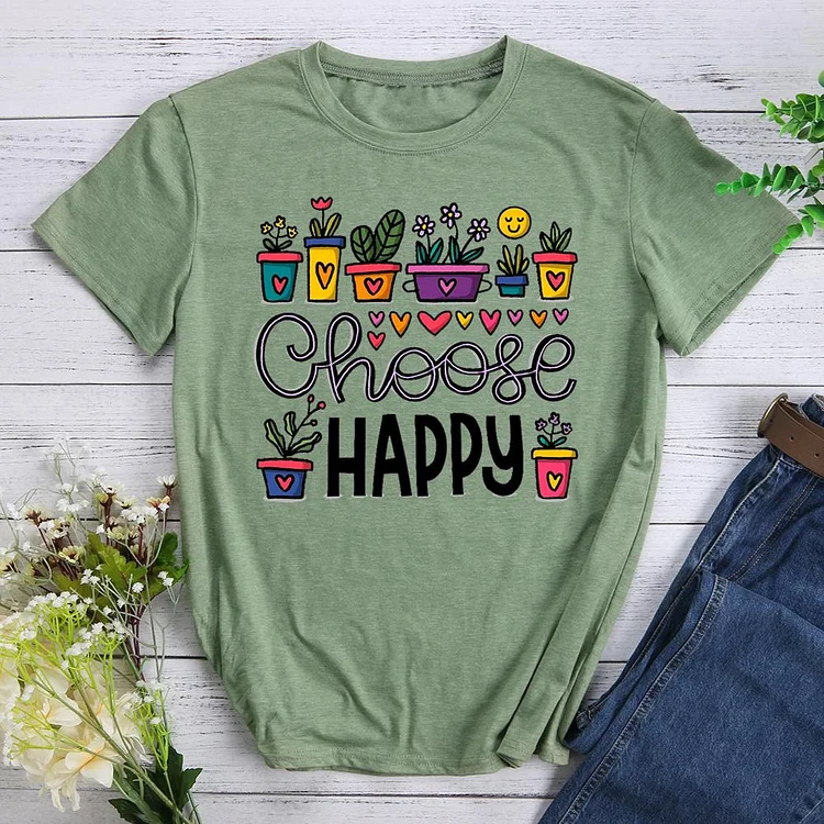 choose happy Round Neck T-shirt