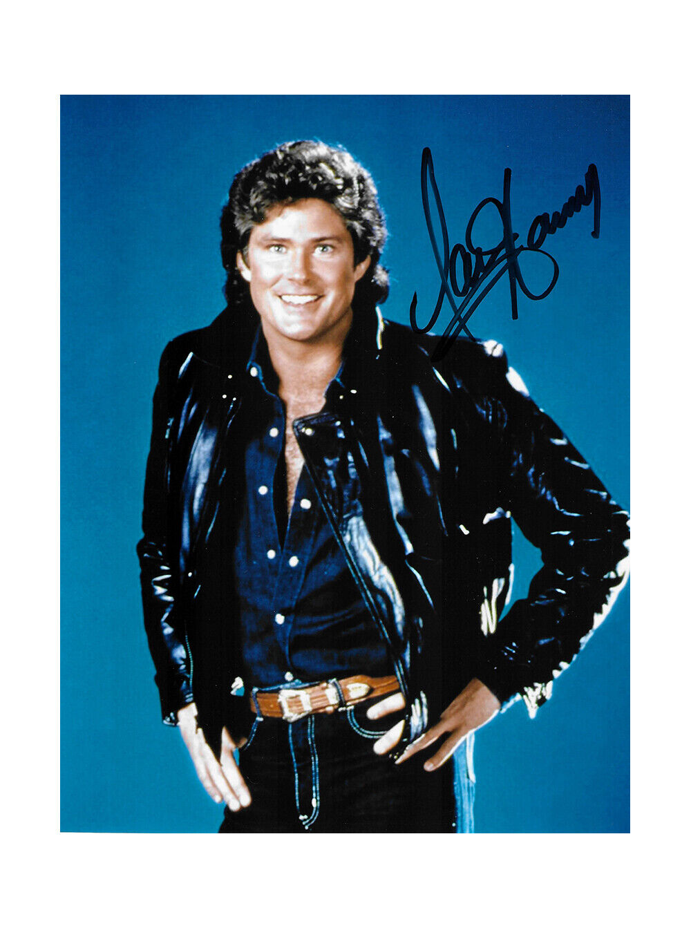 8x10 Knight Rider Print Signed by David Hasselhoff 100% Authentic With COA