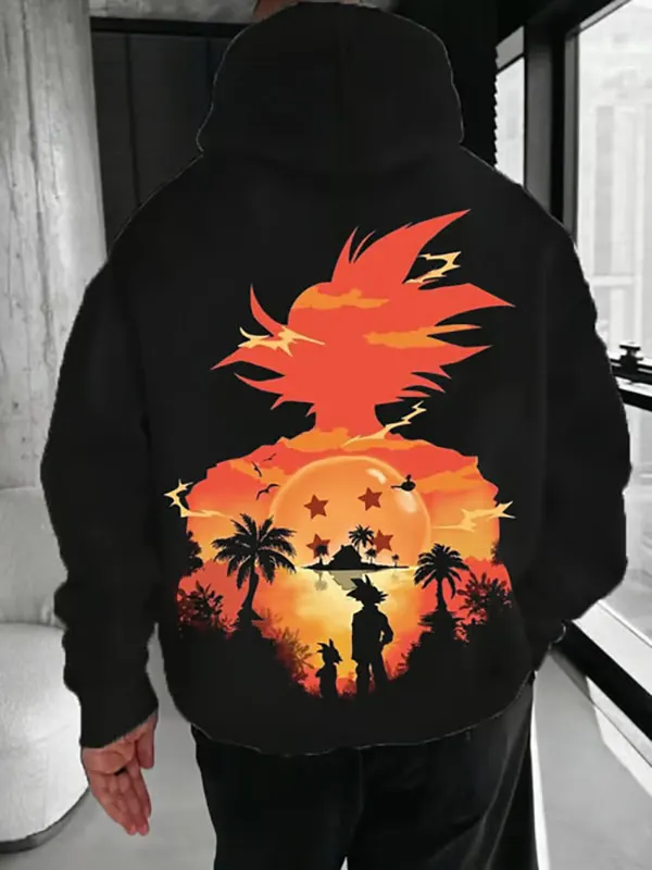 Men's Fashionable Dragon Ball Goku Hoodie Black