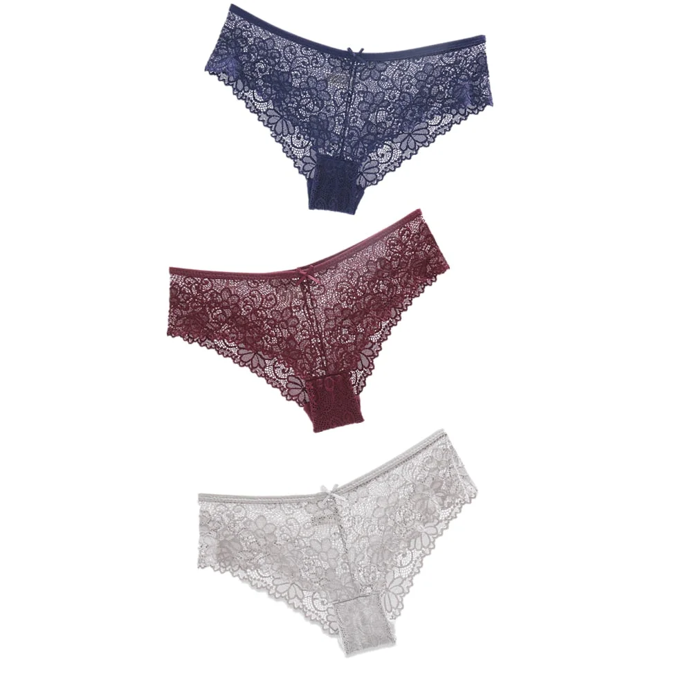3Pcs Hot Panties for Woman Underwear Sexy Lace Breathable Soft Lingerie Female Briefs Panty Sexy Transparent Women's Underpants