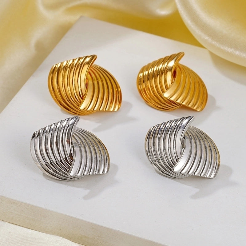 1 Pair Modern Style Minimalist Classic Style Geometric Stripe Plating 304 Stainless Steel 18K Gold Plated Ear Studs