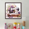 (Multi-Style) Flower Sewing Machine-14CT Stamped Cross Stitch 40*40cm/15.75*15.75in