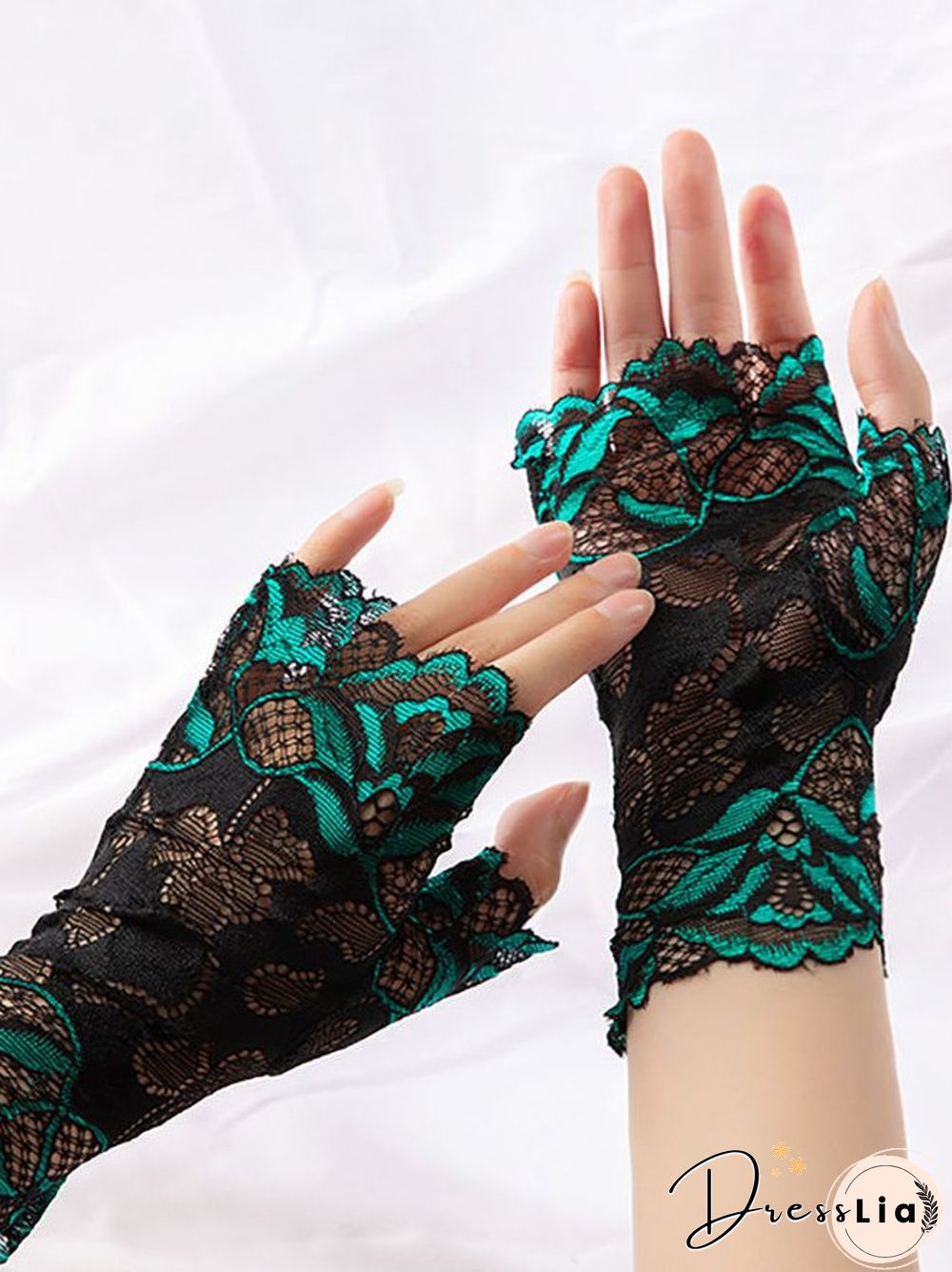 Women Floral Sexy All Season Lace Lightweight Holiday Hollow out Standard Gloves
