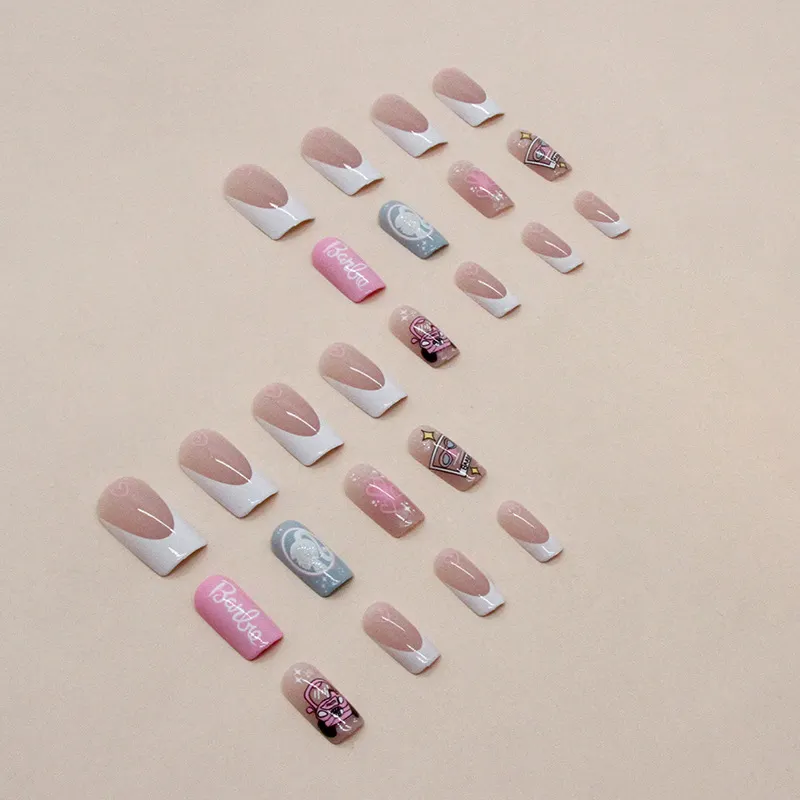 Churchf Churchf Long Square Princess Love Lovely Wind Girl False Nails Ins Wind Wear Armour Finished 24 Pieces