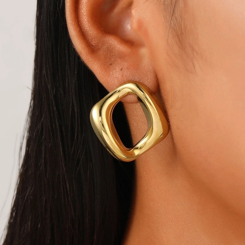 1 Pair Retro Minimalist Classic Style Geometric 304 Stainless Steel 18K Gold Plated Ear Studs