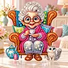 (Grandma)DIY Pearl Diamond Painting Acrylic Stand, Christmas Double-Sided Printed Tabletop Decoration, Special Shaped Diamond Art Craft Kit for Home Decor