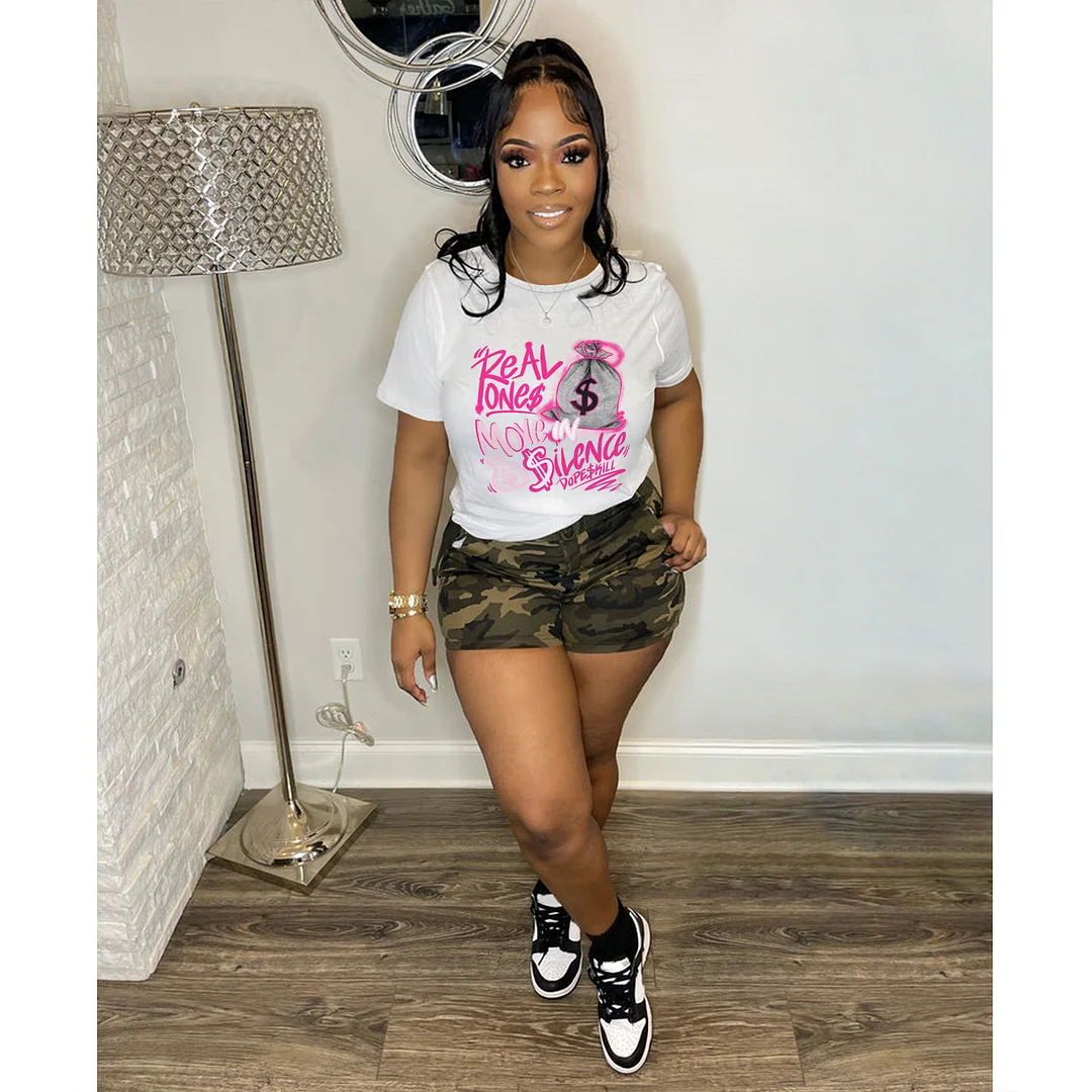 Fashion Round Neck Letter Print T-shirt | IFYHOME