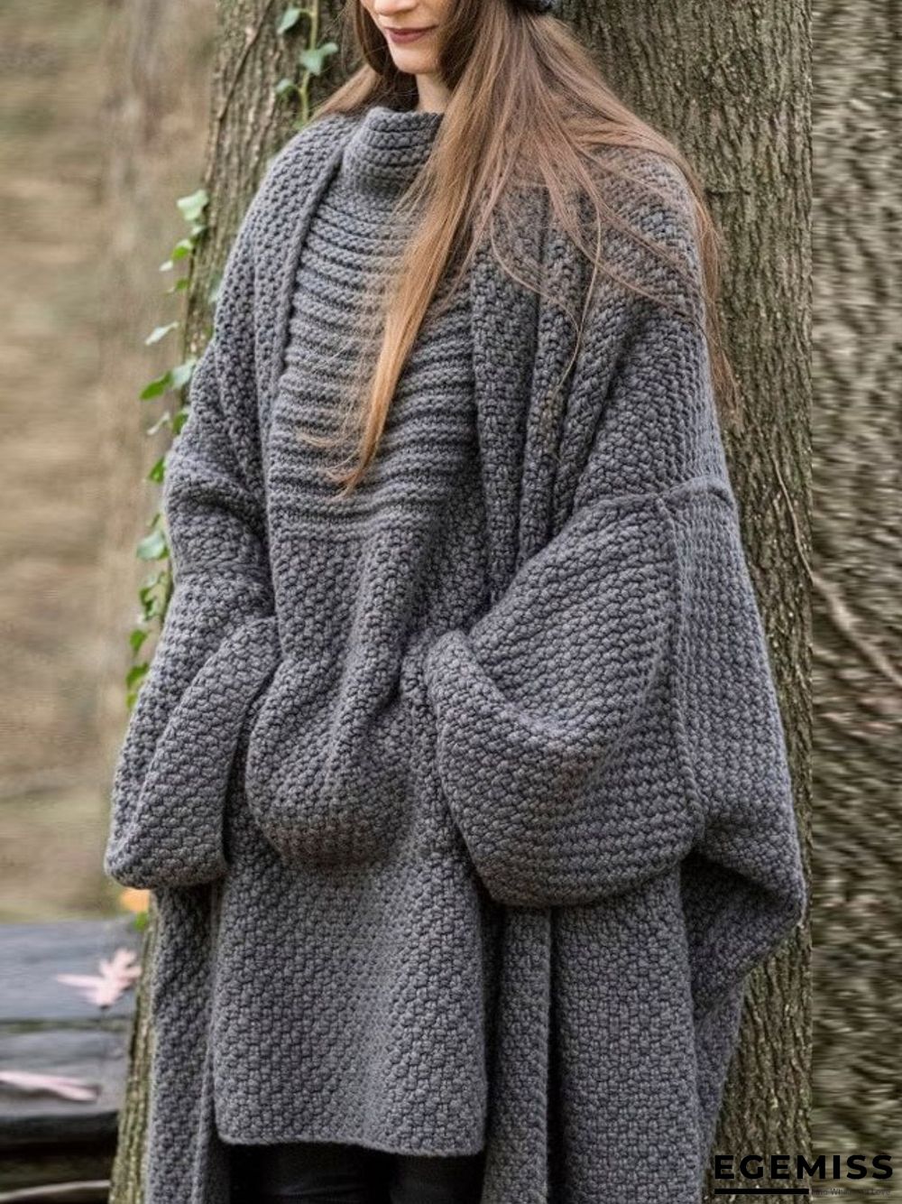 Casual Knitted Shift Solid Sweater | EGEMISS