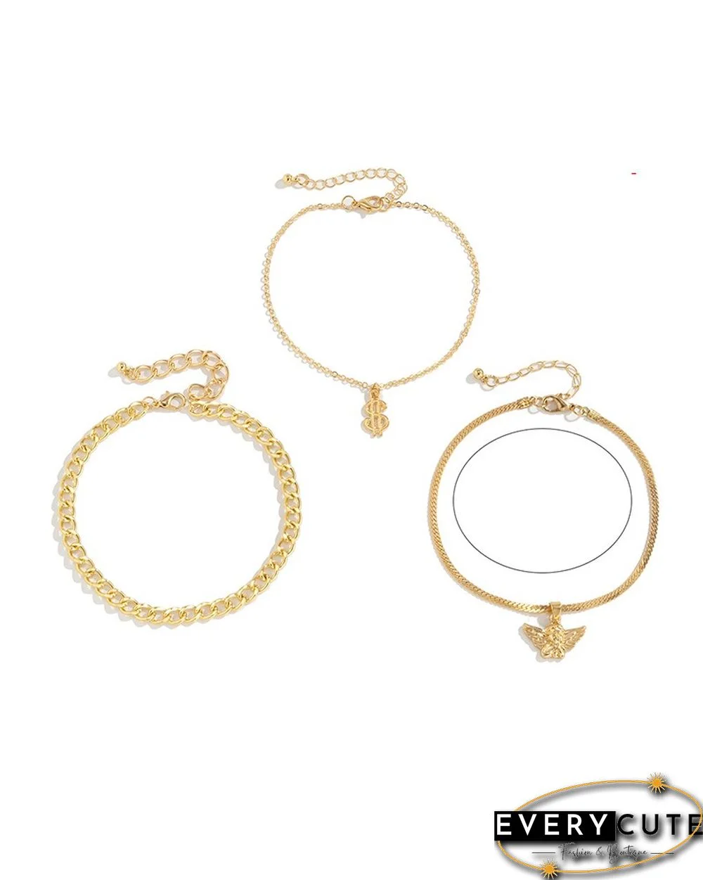 Punk Style Dollar & Angel Pattern Chain Metallic Anklet