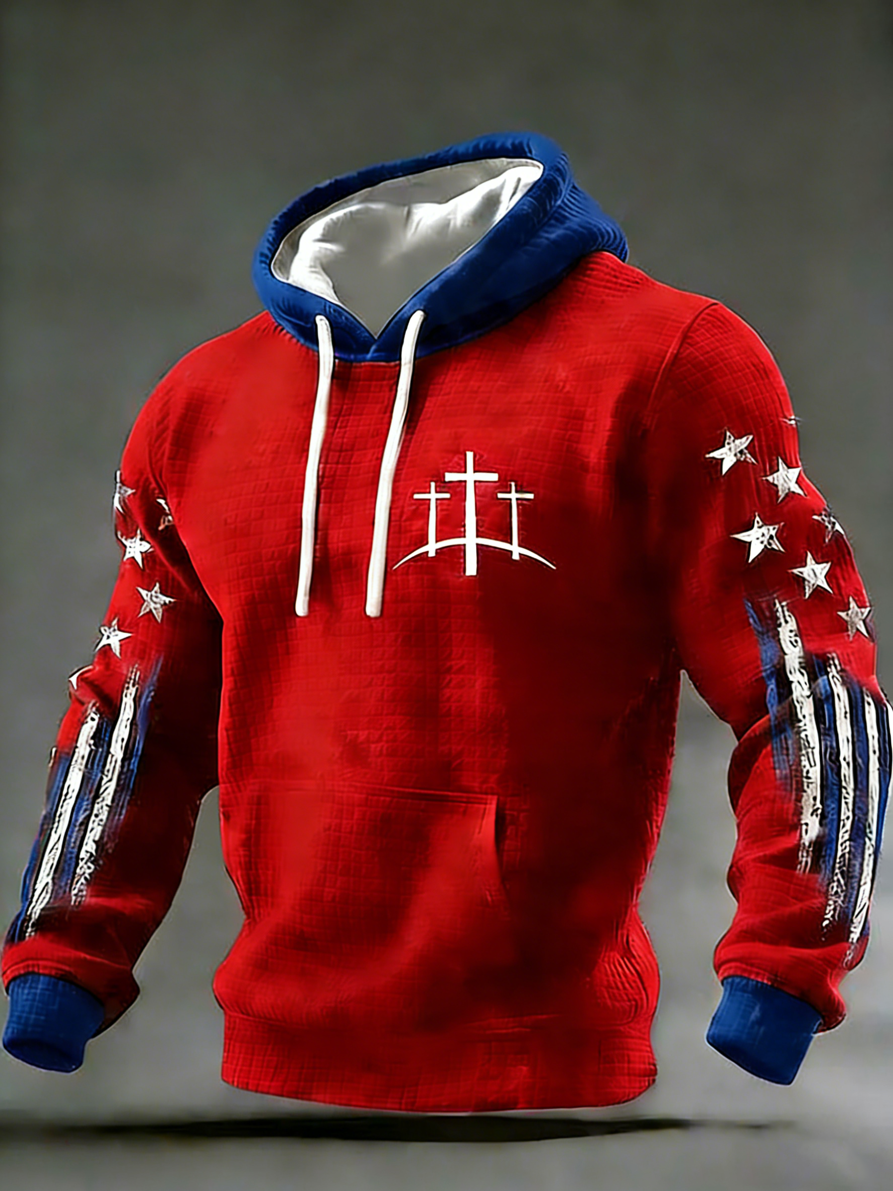 Men's Casual Cross Faith Printed Hooded Sweatshirt wearshes