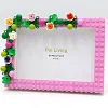 Flower DIY Building Block Photo Frame Kit,Creative Handmade Assembled Photo Frame Handmade Craft Gift Home Tabletop Display Decor