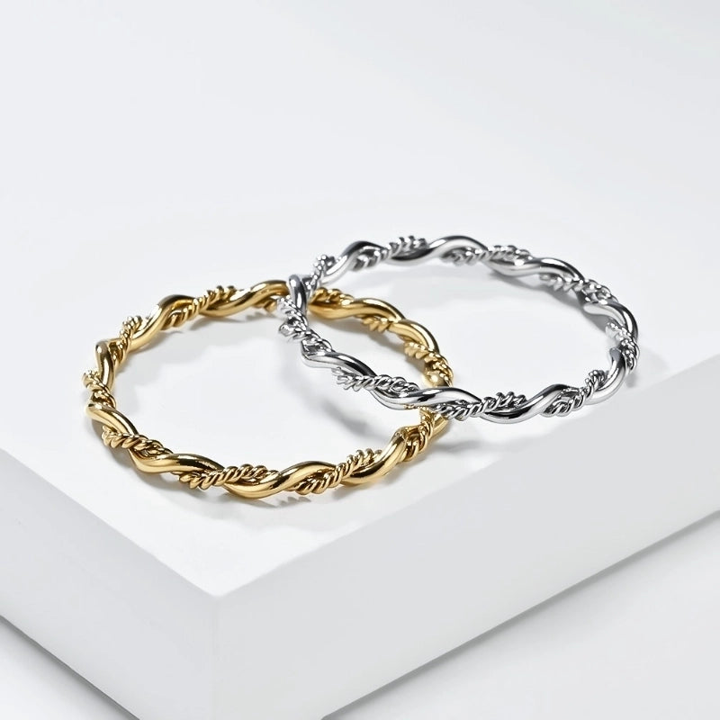 Vacation Shiny Twist 304 Stainless Steel 18K Gold Plated Plating Rings