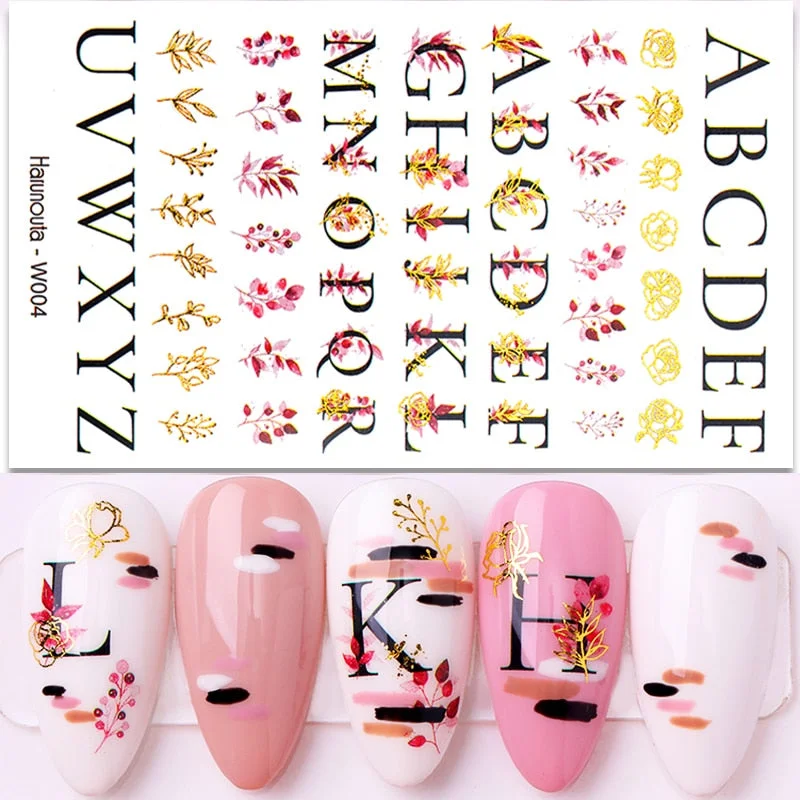 1 Sheet iridescent Nail Sticker Black leave 3D Transfer Beautiful Nail Decals Decoration Summer Popupar DIY Nail Design