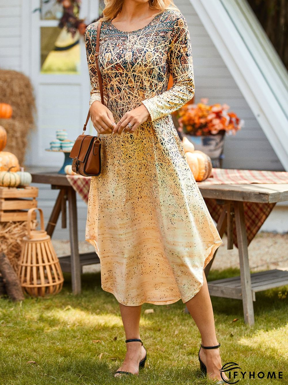 Casual Crew Neck Jersey Dress | IFYHOME