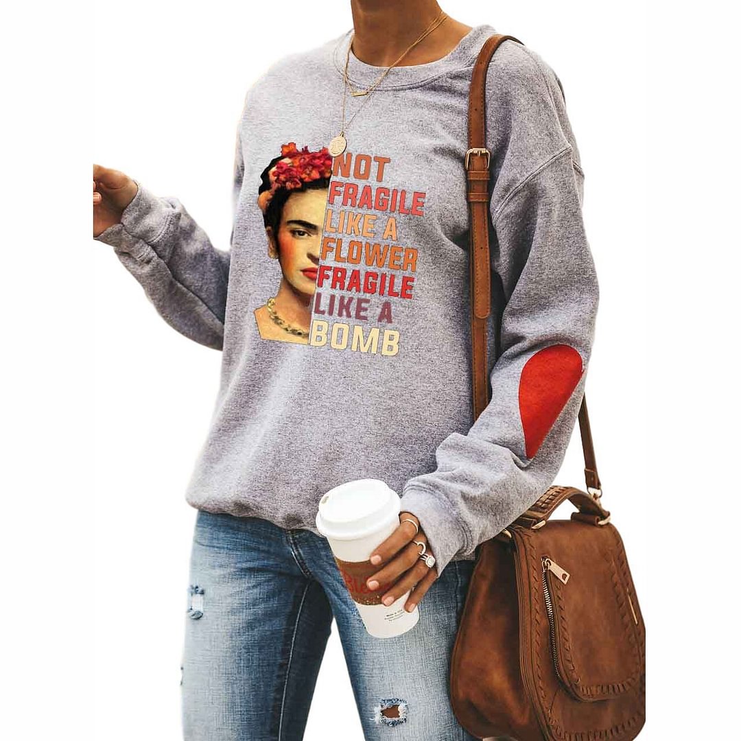 Women's Letter Head Fashion Crew Neck Cotton Sweater Top