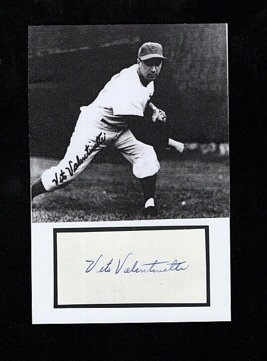 1954-57 VITO VALENTINETTI -CHICAGO CUBS AUTOGRAPHED CUT W/Photo Poster painting-d.2021