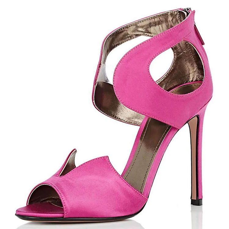 Pink Cut Out Peep Toe Heels Sandals |FSJ Shoes