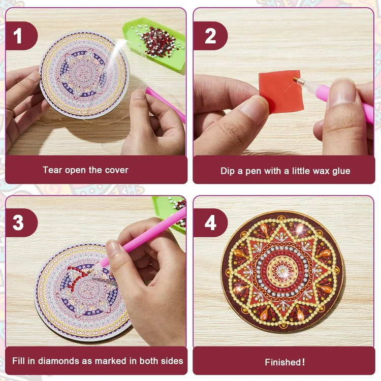 DIY Sun Diamond Painting Coasters