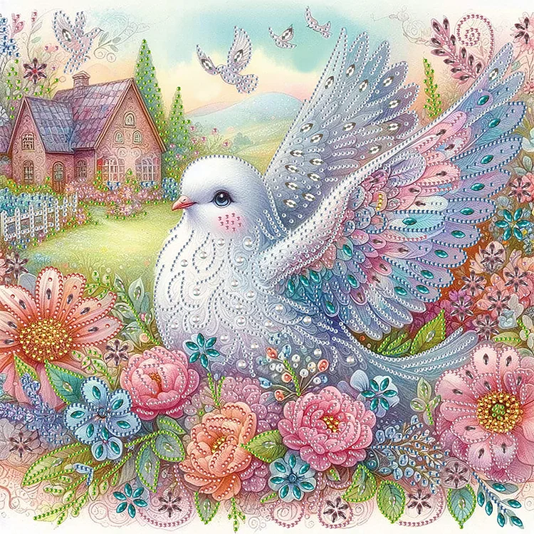 White Dove 40*40CM (Canvas) Special Shaped Drill Diamond Painting gbfke