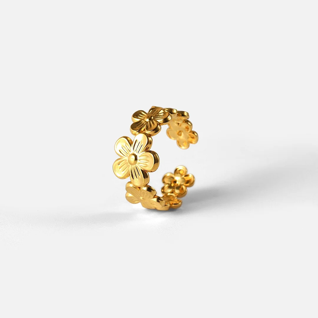 BTS V Gold Flower 18K Plated Ring
