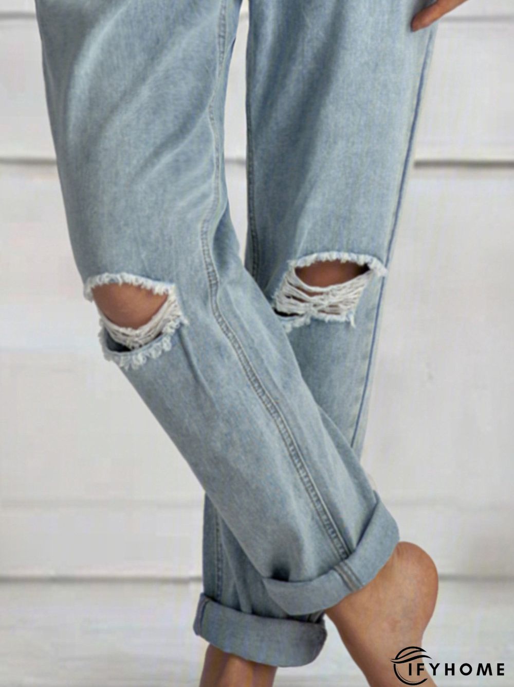 Vintage Solid Ripped Jeans | IFYHOME