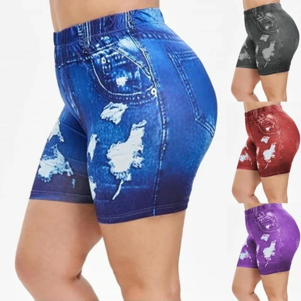 Women's Fashion Summer Hole Denim Leggings Sexy Plus Size Shorts Pants
