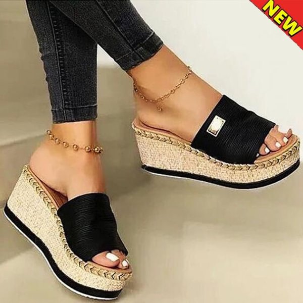 Summer Women Wedge Slippers Platform Outdoor Beach Sandals Ladies Slides Flip Flops Soft Comfortable Casual Thick Soled Shoes - Life is Beautiful for You - SheChoic