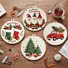 4pcs Christmas-DIY Embroidery Kit with Pattern Cotton Threads Needles Hoop Scissor 30*30cm tapestrymarket