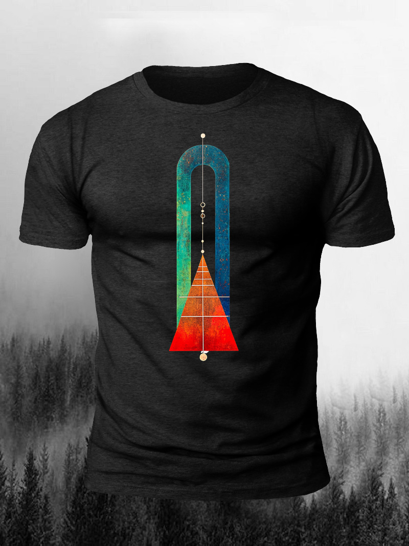 Men's Abstract 3D Geometric Pattern Print Casual Short Sleeve T-shirt