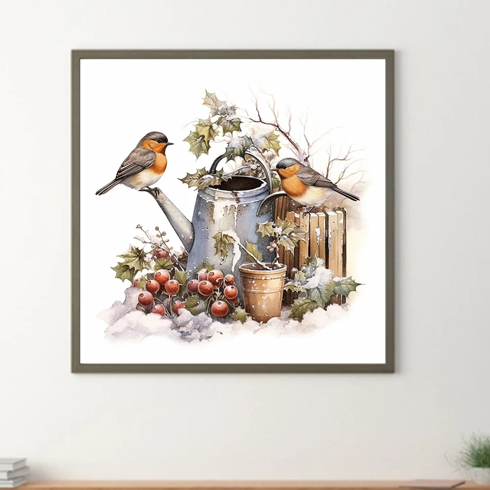 Diamond Painting - Full Round Drill - Winter Bird(Canvas|30*30cm)
