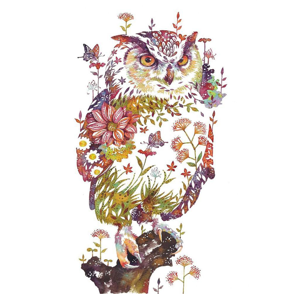 Blossom Owl 30*40CM(Canvas) Full Round Drill Diamond Painting gbfke