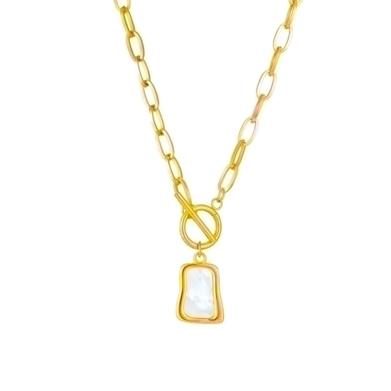 304 Stainless Steel 18K Gold Plated Korean Style Toggle Plating Square Necklace
