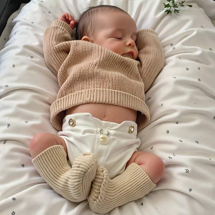 Silicone Vinyl Newborn Rooted Brown Hair Doll 12" Boy Kim with Free Delicate Reborn Essential Gift and Hand-Painted Details by Dollreborns®