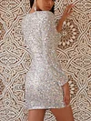 Spangle Plunging Bodycon Long Sleeves Mini Dress
