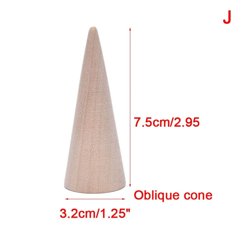 Vintage Natural Wood Cone Ring Holder Retail Stores Jewelry Display Stand Organizer Storage Rack