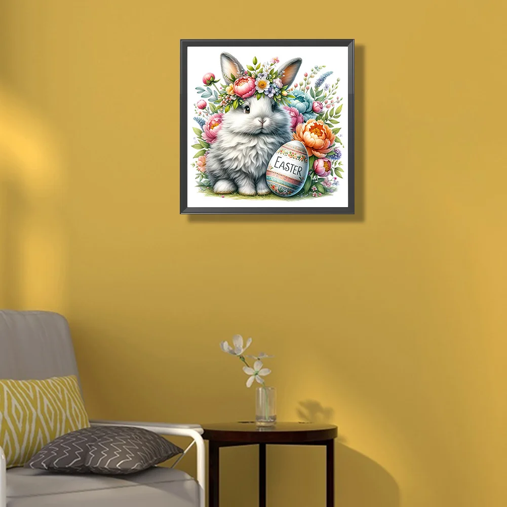 Diamond Painting - Full Square Drill - Easter Rabbit Flower(Canvas|45*45cm)