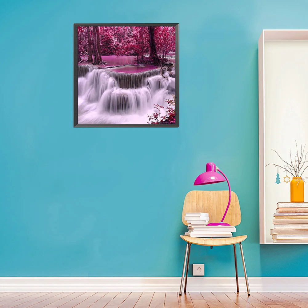 Full Round Diamond Painting 40*40cm - Forest Waterfall