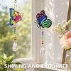 2PCS Butterfly 5D DIY Diamond Painting Wind Chimes Suncatcher Kit Double Sided Diamond Art Kits Suncatcher with Crystal Pendant for Home Wall Window Decor Adults DIY Art Craft