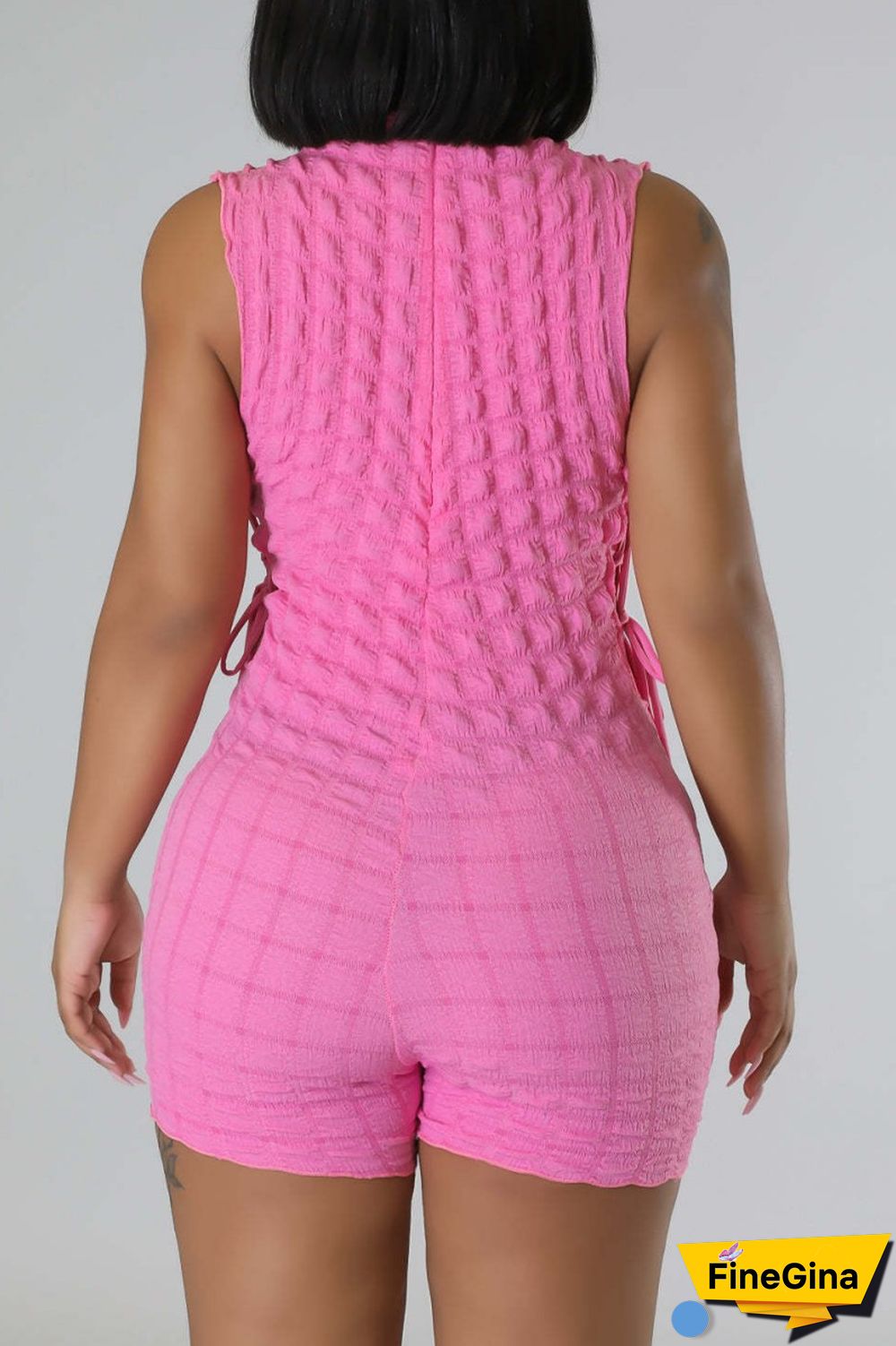 Green Casual Solid Bandage O Neck Skinny Romper