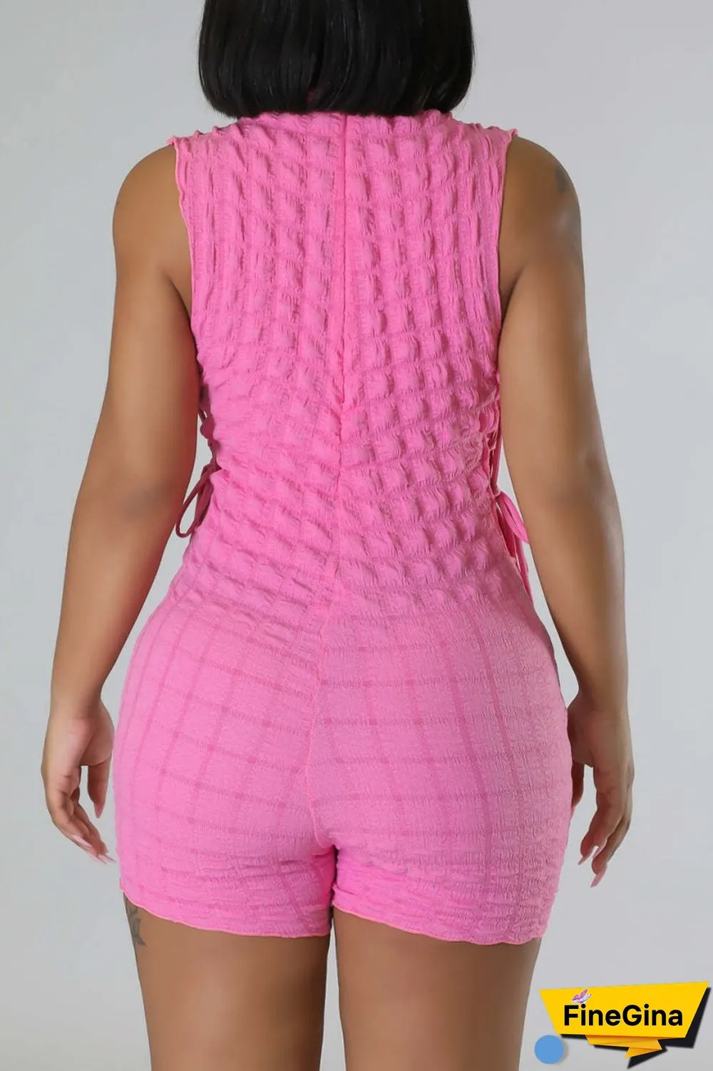 Green Casual Solid Bandage O Neck Skinny Romper