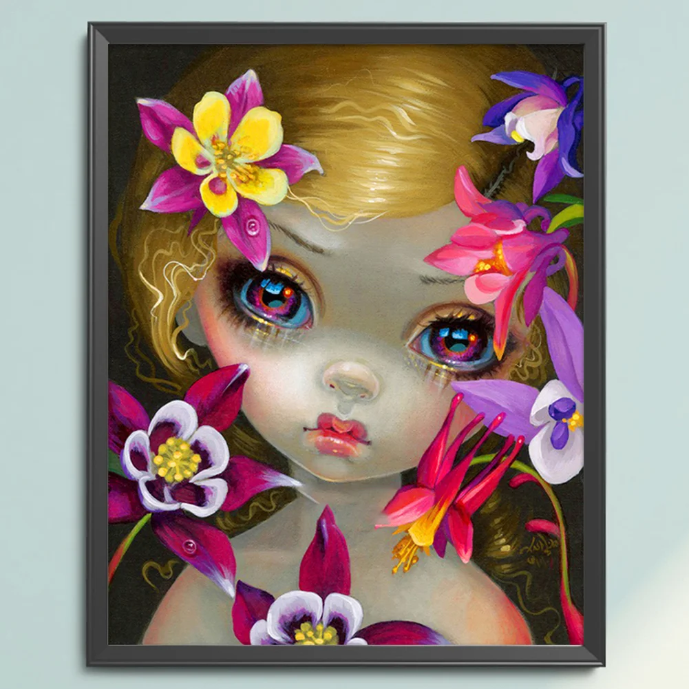 DIY Stamped Cross Stitch 11CT Full Embroidery 40*50cm - Big Eyes Girl