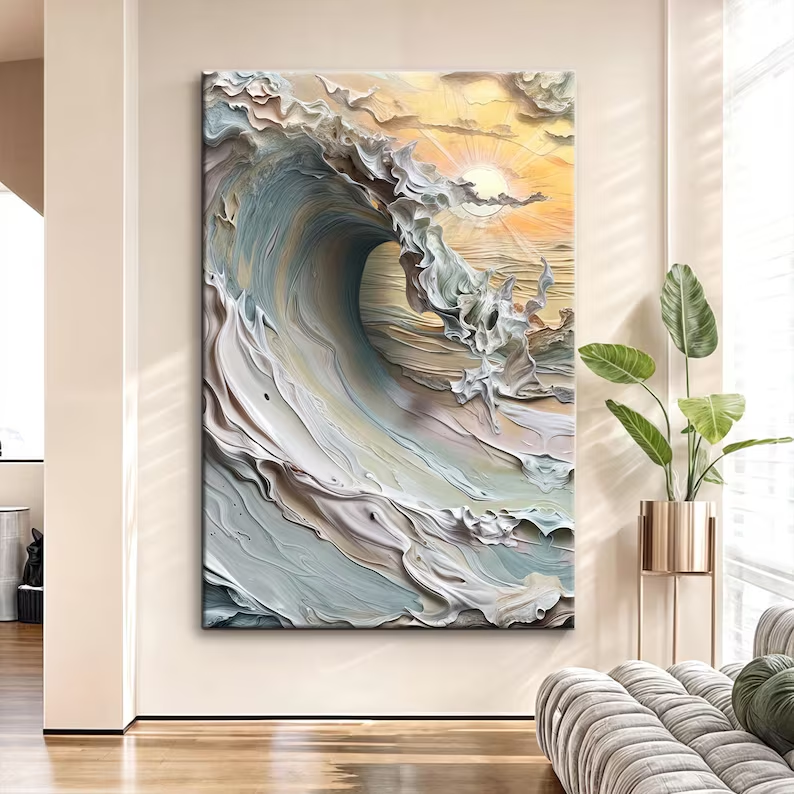 Ocean Waves Modern Canvas Wall Art