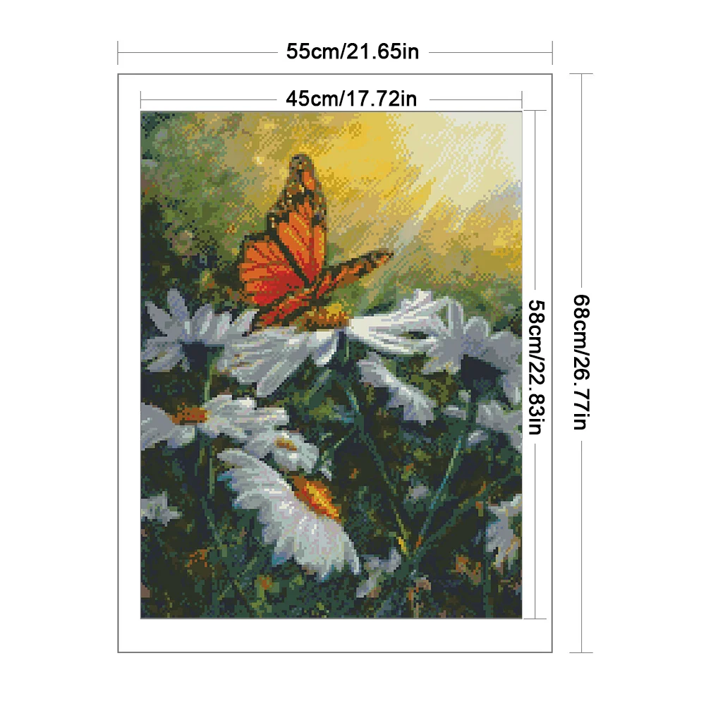 9CT Full Stamped Cross Stitch Bead Embroidery- Butterfly(Canvas|45*58CM)
