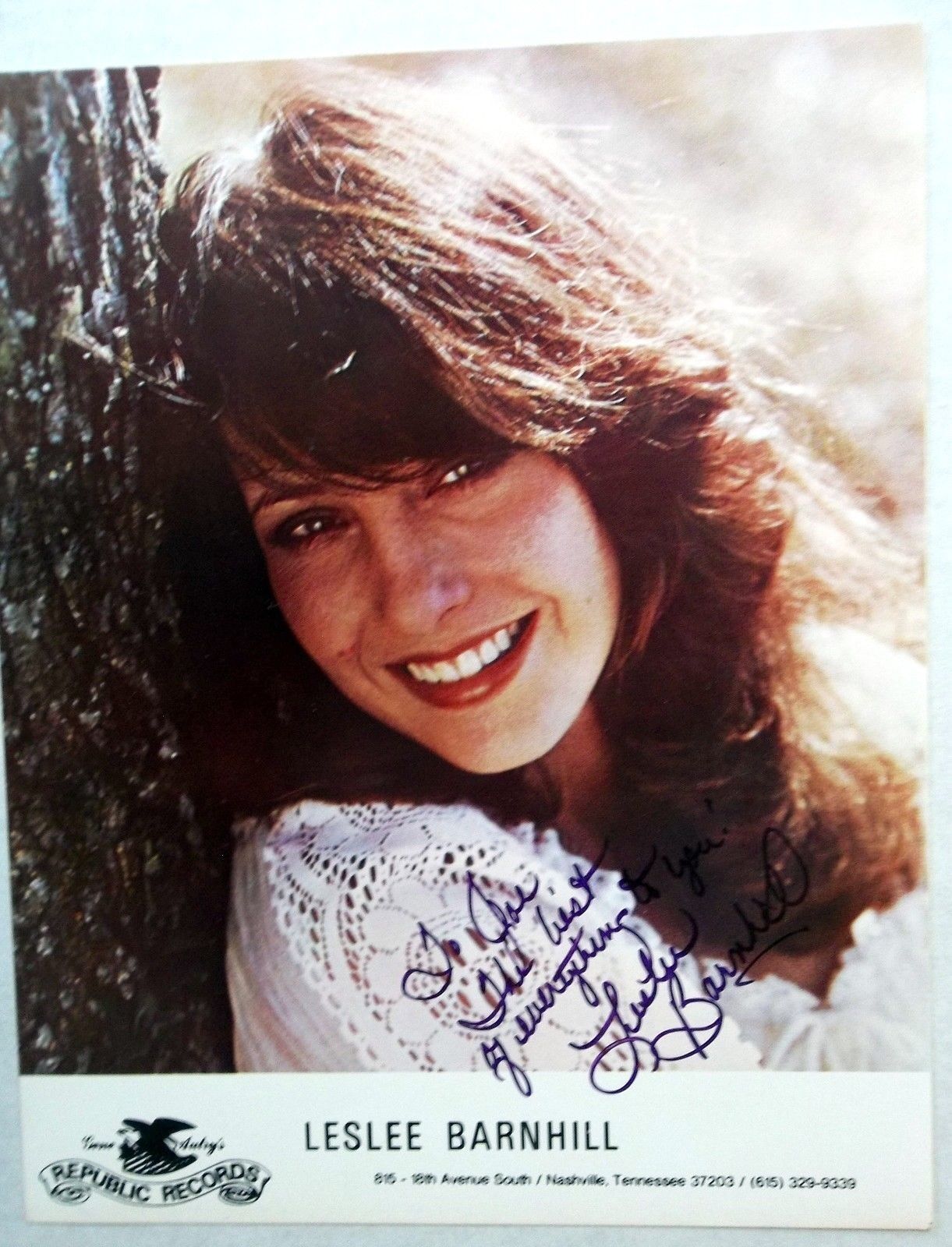 LESLEE BARNHILL Autographed 8 x 10 promo Photo Poster painting 70's COUNTRY SINGER Bad DAY