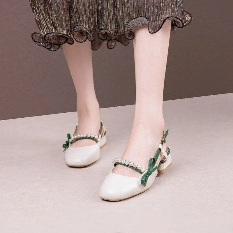 Summer Chic High Heel Sexy Ladies Sandals Side Knot Faux Pearl Fashion Women Pumps Open Back Heel Female Shoes