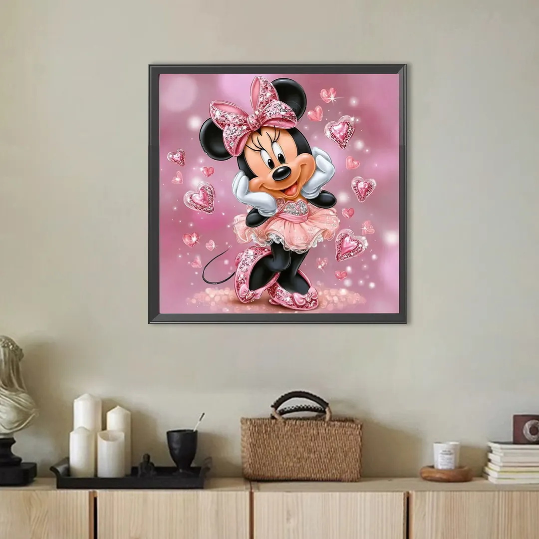 Pink Sparkle Ballerina Minnie Full DIY 5D Round Drill Diamond Painting Kits for Adults/Beginners Home Decor Diamond Dots Paintings Picture Arts Craft 30x30cm