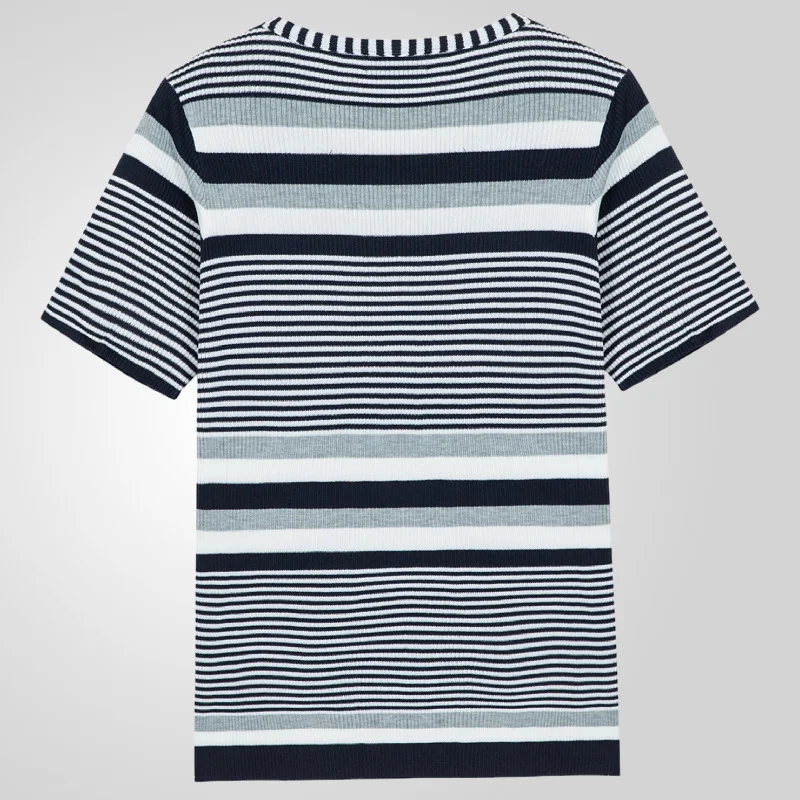 Uveng Uveng Men's Wear Striped Round-Neck Short-Sleeved T-Shirt Spring And Summer Men's Knitwear SY0034
