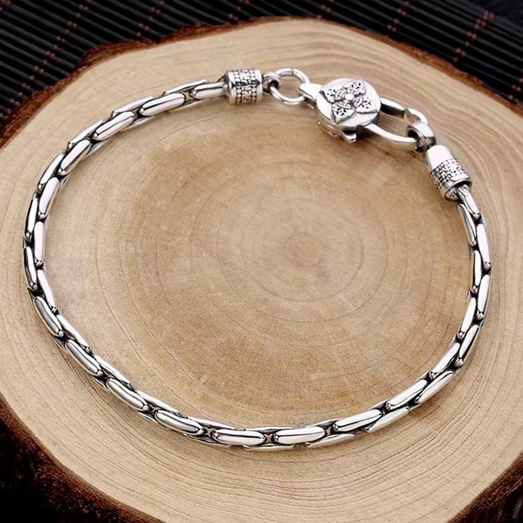 Sterling Silver Vajra Byzantine Chain Bracelet